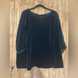 Eileen Fisher Emerald Velvet boxy top Blouse size 2X Plus size, soft